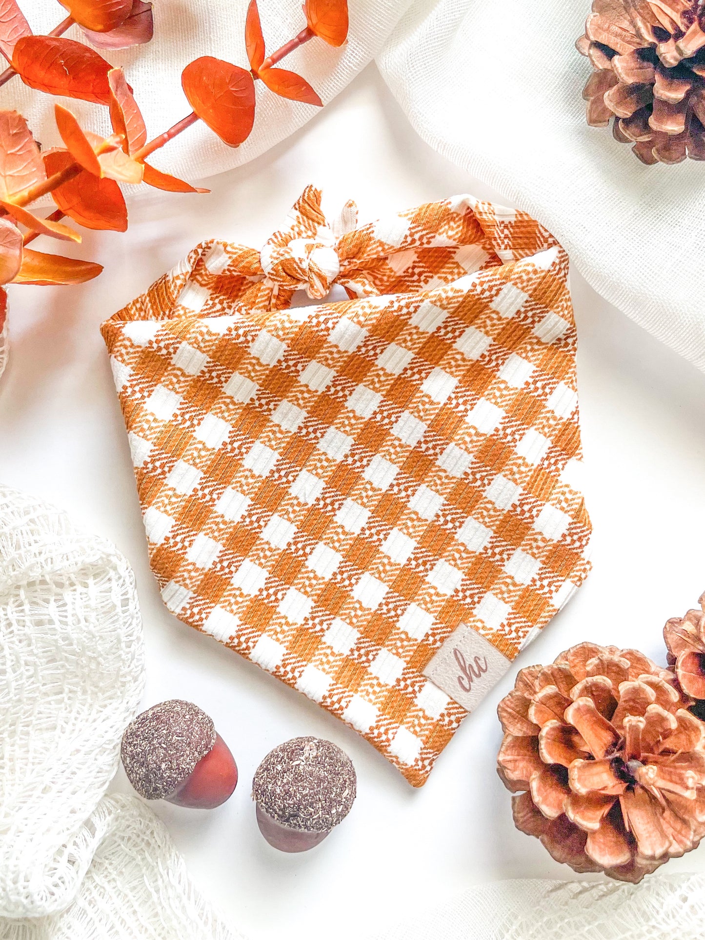 ‘Pumpkin Gingham’ Bandana